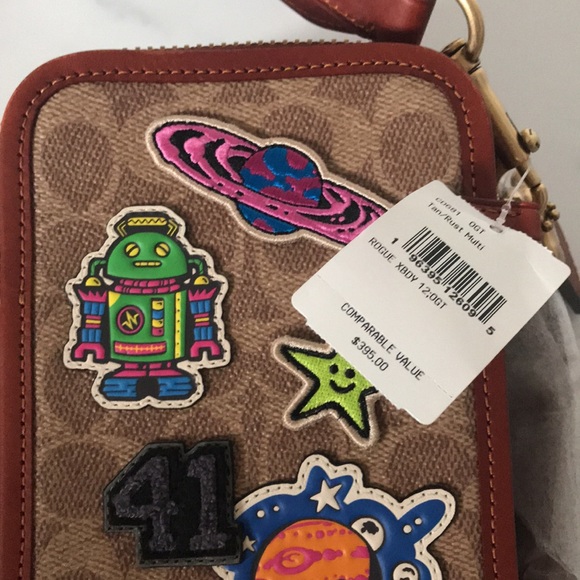 Coach Tan Rogue Crossbody 12 In Signature Canvas With Patches #CD681 - Picture 10 of 10